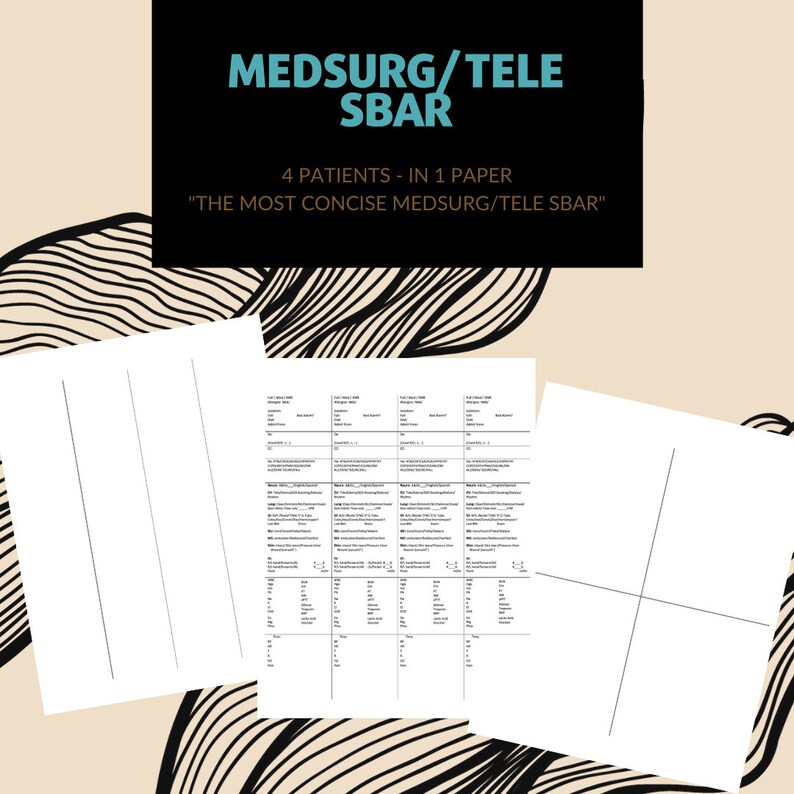 Med Surg Telemetry Brain Sheet Nursing Report Sheet 4 Patient SBAR - Etsy