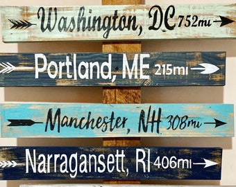 Custom Painted Directional Arrows Sign, Rustic Wood Yard Art, Mother’s Day gift, gift for him or her