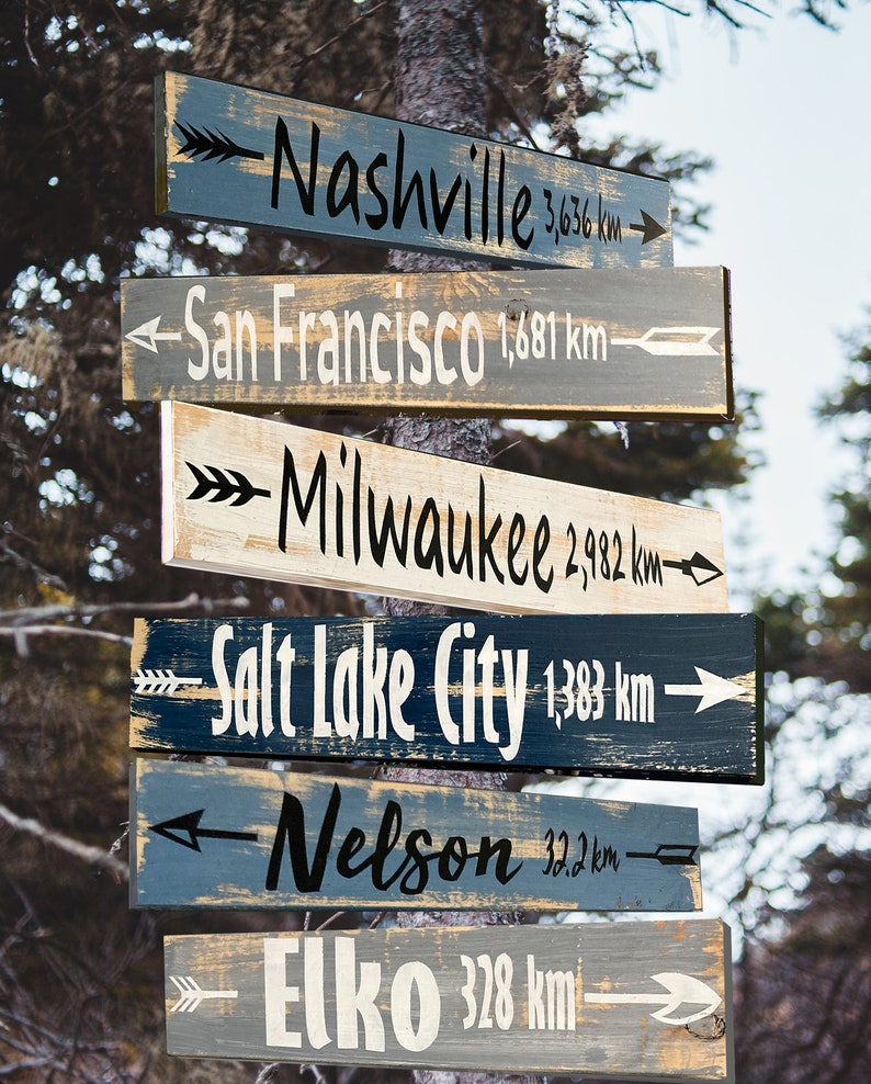 Custom Directional Signs with Arrows. Mothers Day Gift. Custom gift for him or gift for her. Yard signs, home decor, interior & outdoor sign image 4