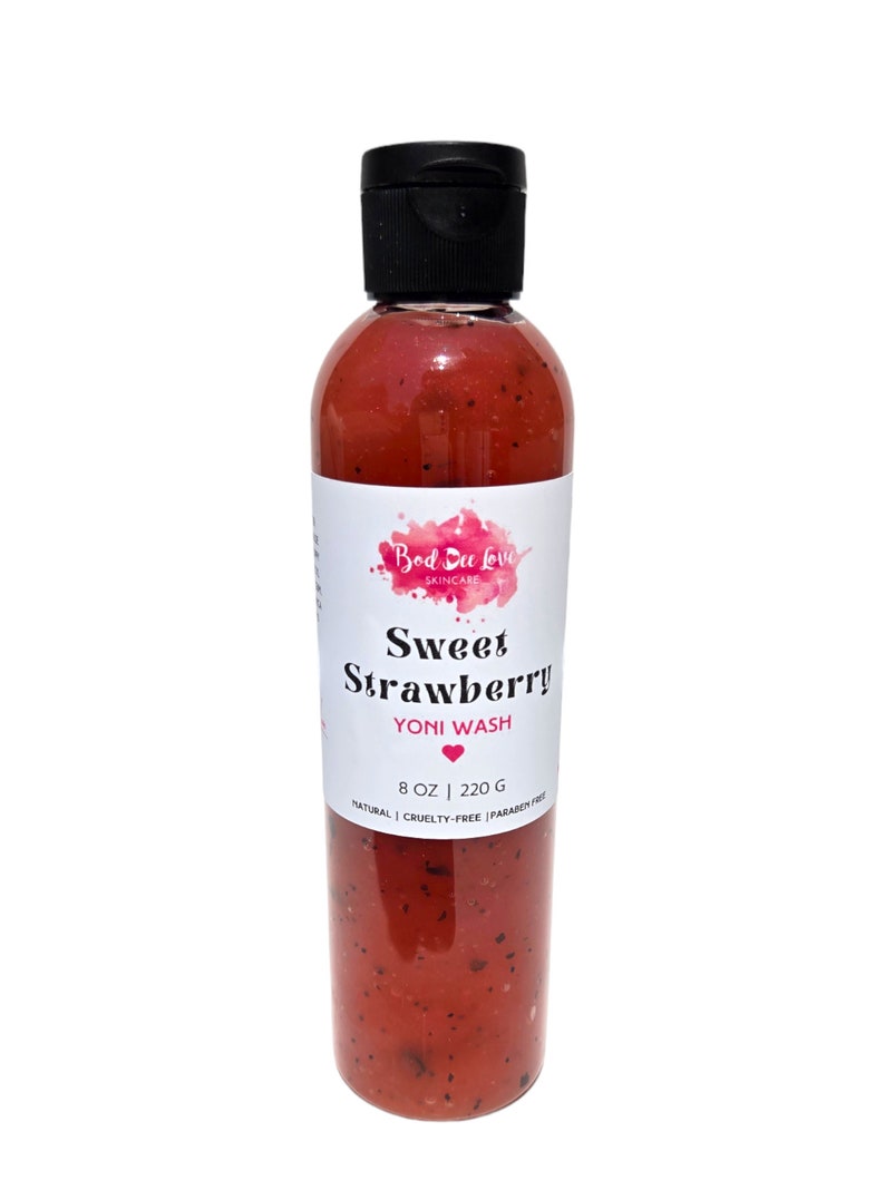 Organic Yoni Wash pH-Balanced Feminine Cleanser Gentle Intimate Hygiene Sweet Strawberry