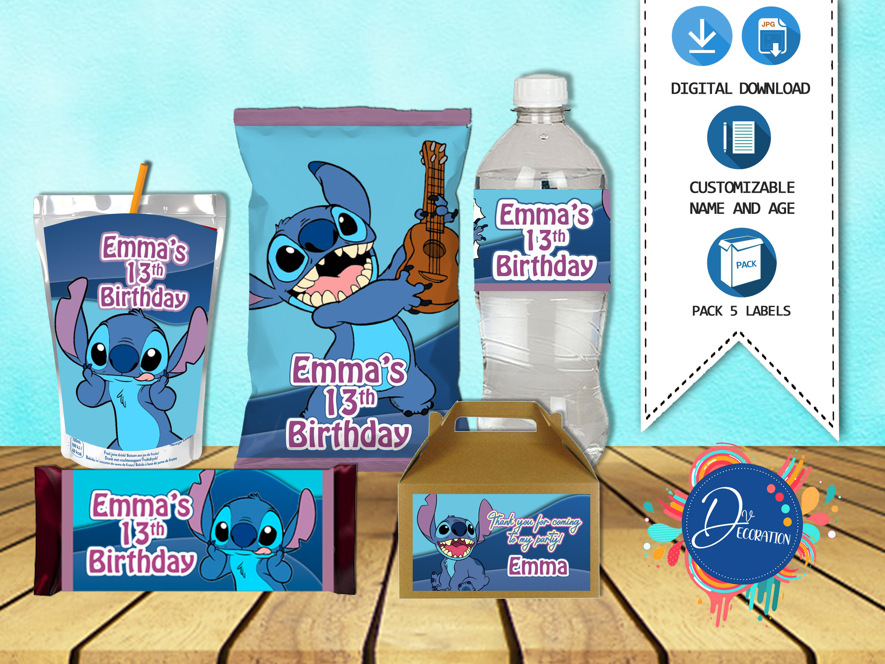 DAGORD 12pcs Stitch Birthday Party Supplies Kids Party Treat Boxes Candy Gift Bags Party Favors for Stitch Theme Party Decorations School Classroom