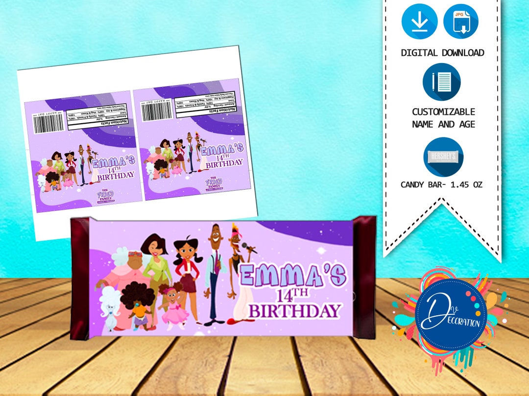 The Proud Family Chocolate, Labels for Birthday Partyprintable DIGITAL