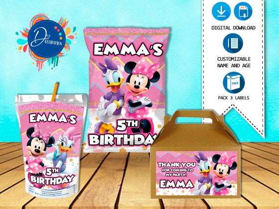 Minnie Mouse Pack 3 Labels for Birthday Party Printable - Etsy