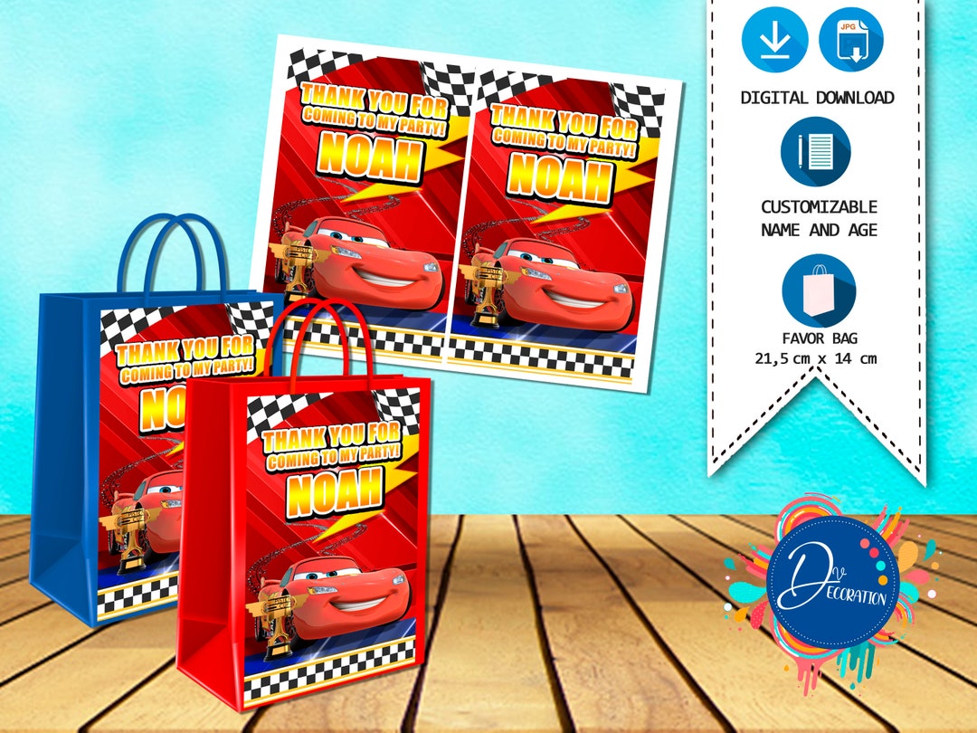 Cars Favor Bag, Labels for Birthday Partyprintable DIGITAL DOWNLOAD