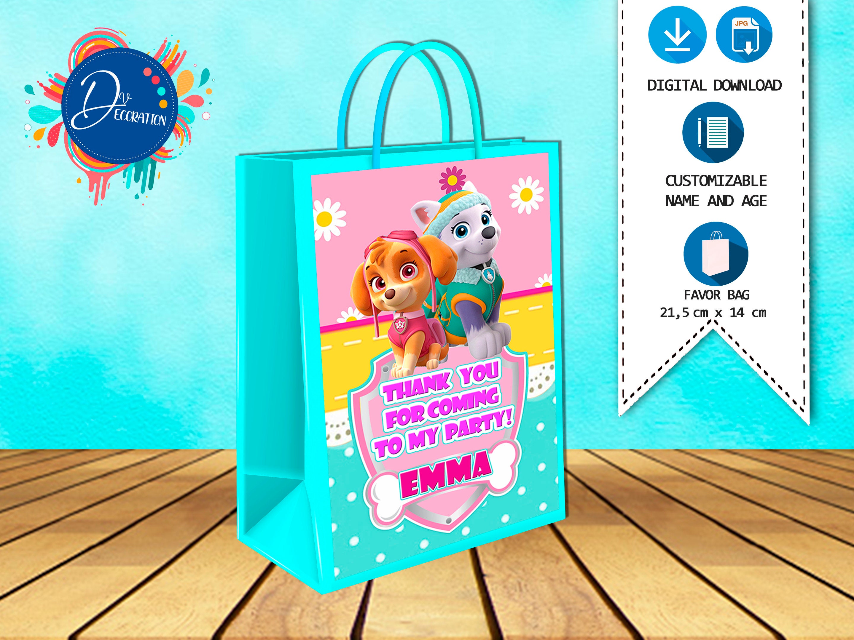 Paw Patrol Favor Bag Labels for Birthday Partyprintable Etsy