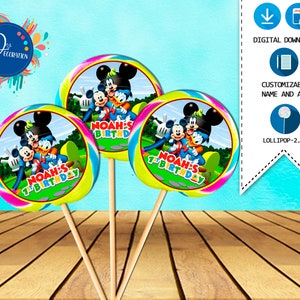 Mickey Mouse Clubhouse Lollipop, Labels for Birthday Party-Printable DIGITAL DOWNLOAD- Lollipops  Printable- Mickey Mouse Clubhouse Birthday