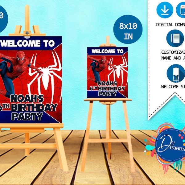 Spiderman Birthday Sign Download Etsy