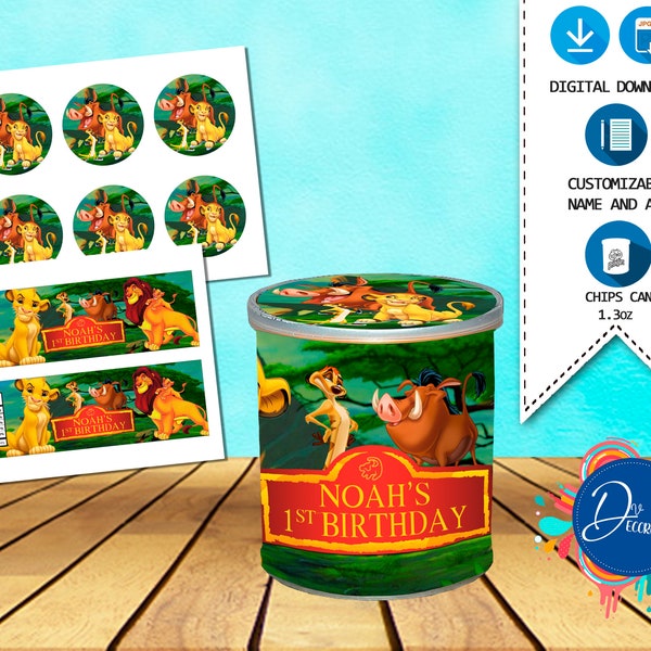 The Lion King Chip can, Labels for Birthday Party -Printable DIGITAL DOWNLOAD- Chips can- Lion King Birthday