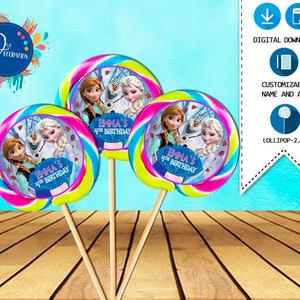 Frozen Lollipop, Labels for Birthday Party-Printable DIGITAL DOWNLOAD- Lollipops  Printable-  Frozen Birthday