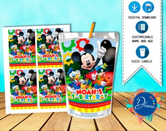Mickey Mouse Clubhouse Juice label, Labels for Birthday Party-Printable DIGITAL DOWNLOAD-Juice label- Caprisun- Juice pouch- Mickey Birthday