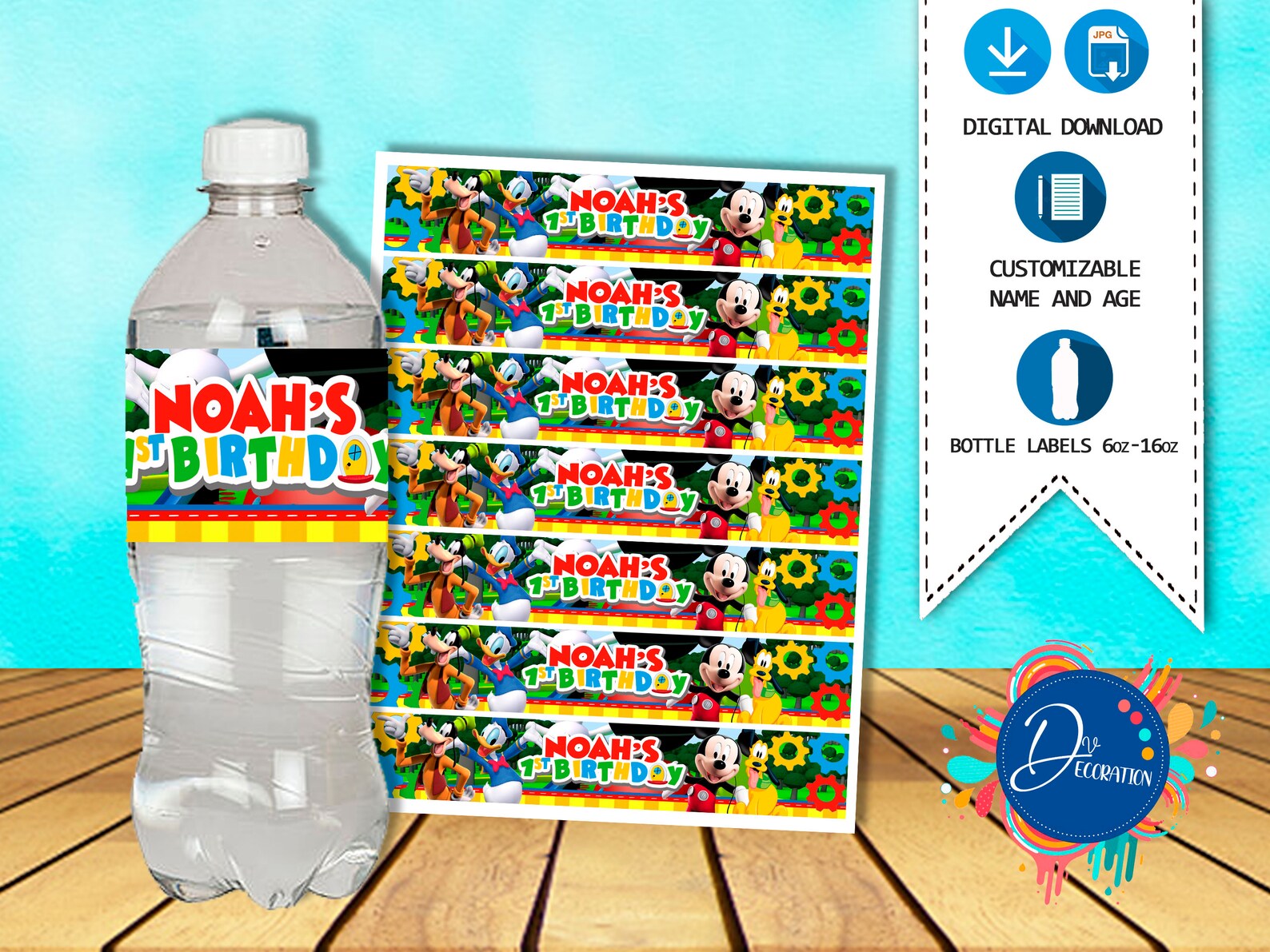 Mickey Mouse Clubhouse Pack 5 Labels for Birthday printable - Etsy