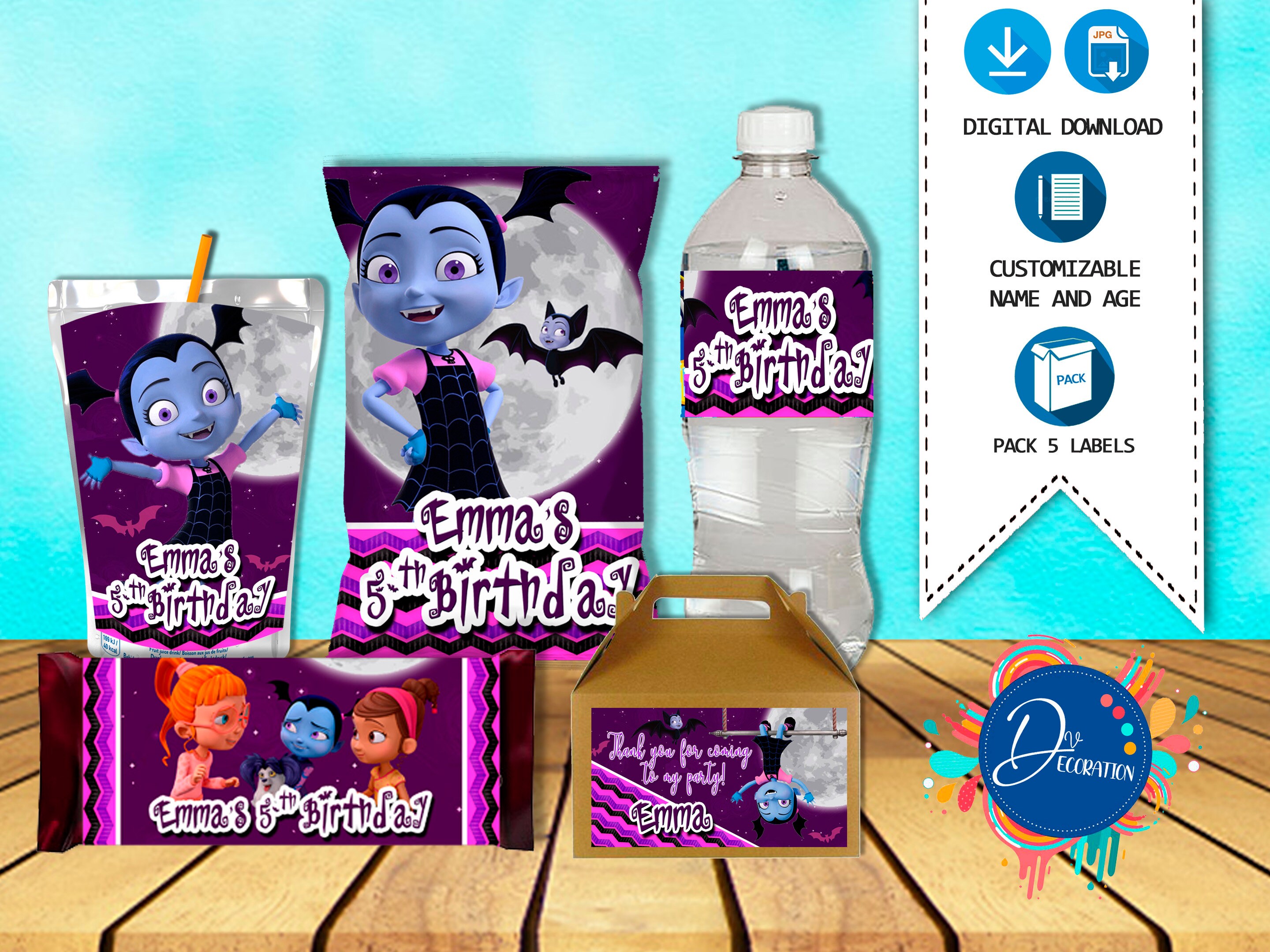 Fiestas Infantiles Bolsas De Dulces De Vampirina Kit Imprimible