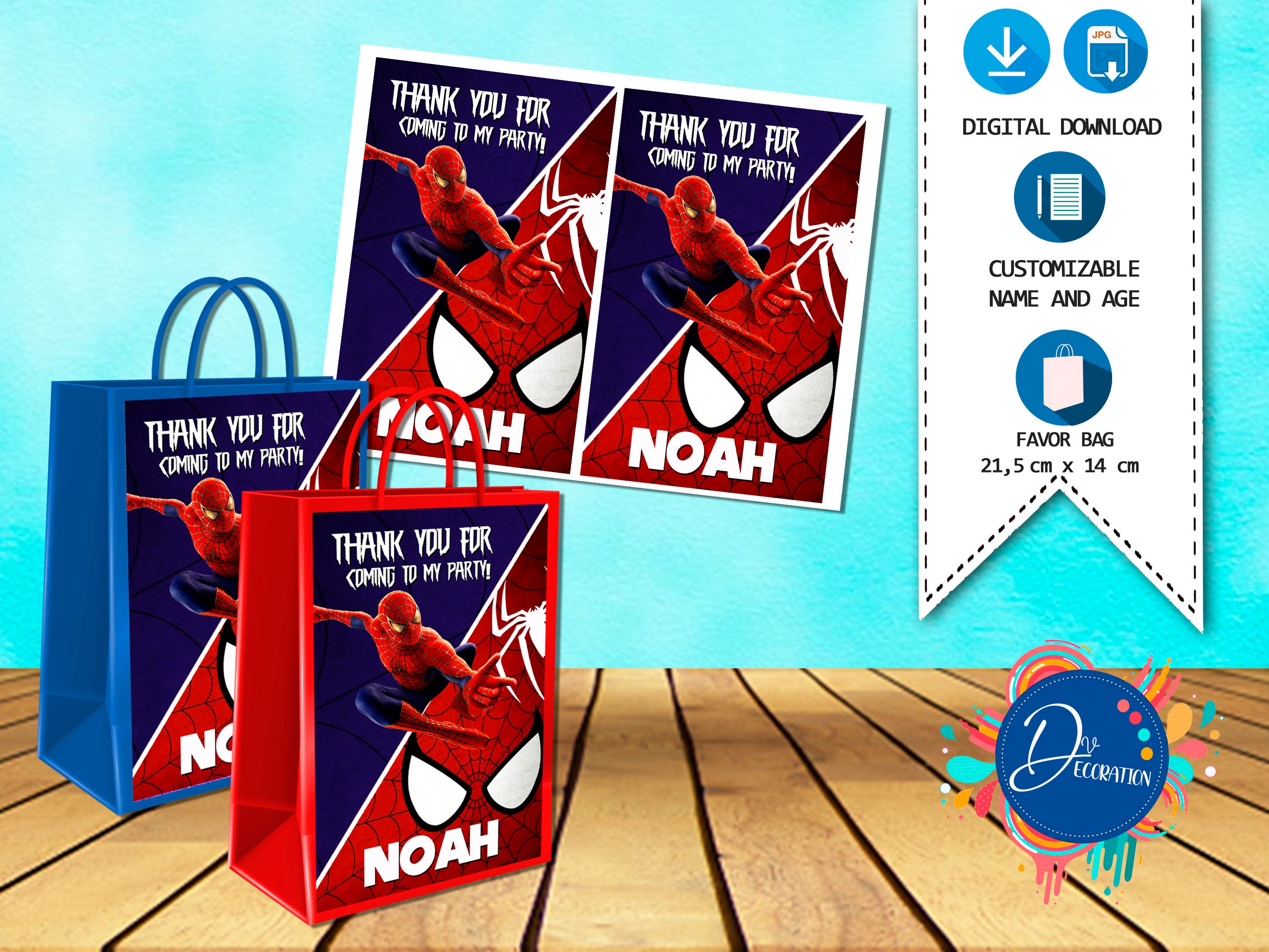 Spiderman Favor Bag Labels for Birthday Partyprintable Etsy Australia