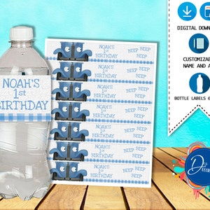 L'etichetta Litte Blue Truck Bottle, Etichette per festa di compleanno - DOWNLOAD DIGITALE stampabile - Etichetta per bottiglie - Etichetta acqua - Bip bip Compleanno