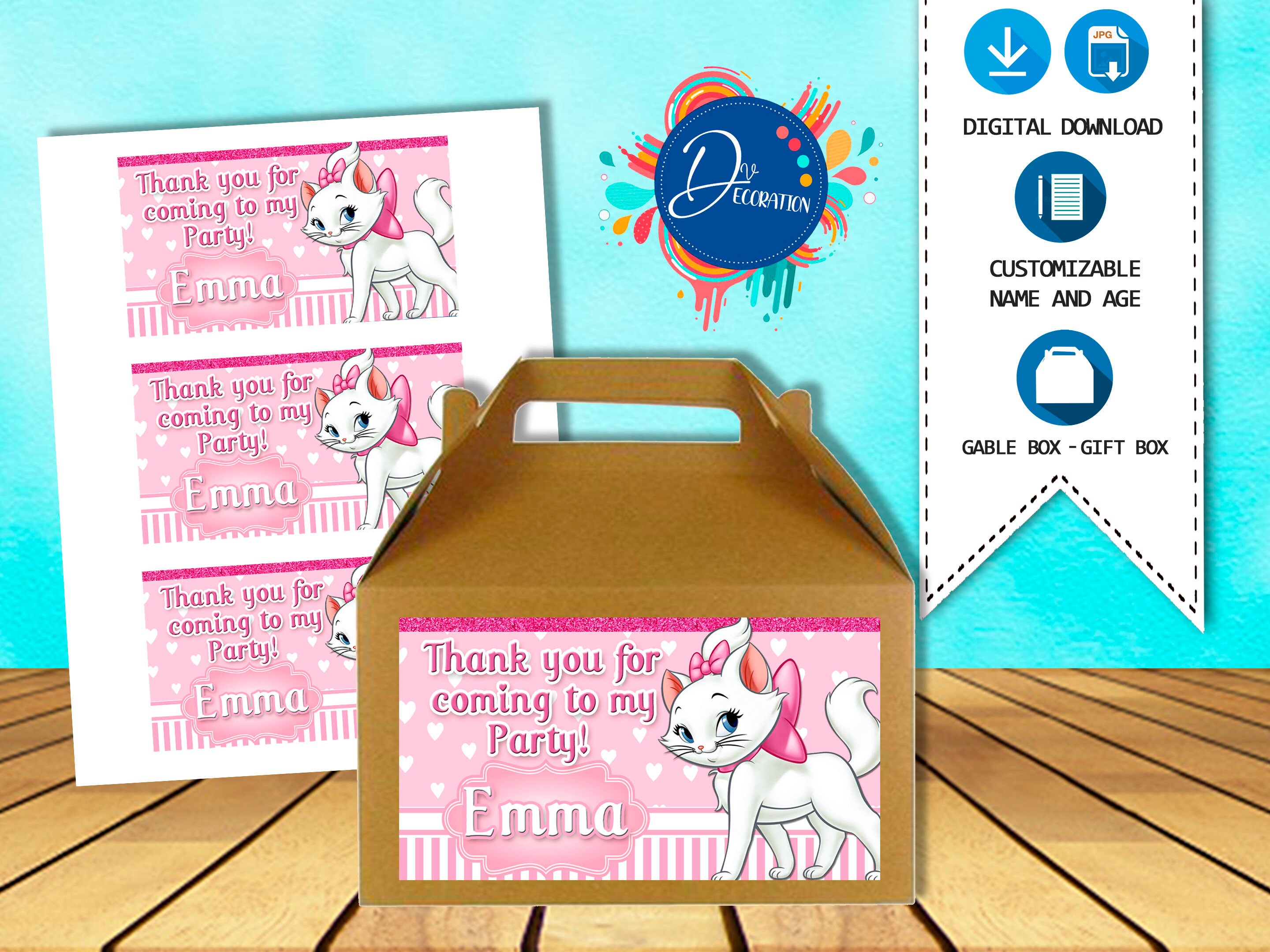 Marie Pack 5 Labels for Birthday printable DIGITAL DOWNLOAD - Etsy