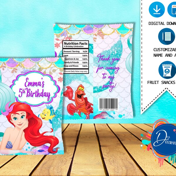 Ariel Fruit Snack Label Etsy