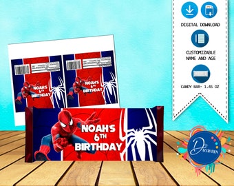 Spiderman Chocolate, Labels for Birthday Party-Printable DIGITAL DOWNLOAD- Candy Bar- Hersheys-Chocolate- Spiderman Birthday