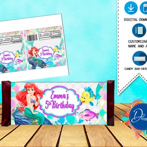 Ariel Pack 5 Labels for Birthday -printable DIGITAL DOWNLOAD Chip Bag ...