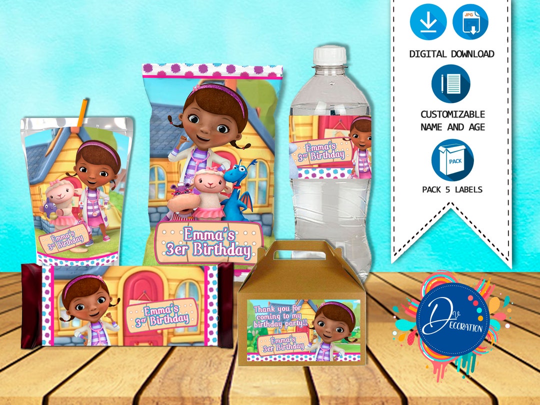 Doc Mcstuffins Pack 5 Labels for Birthday -printable DIGITAL DOWNLOAD ...