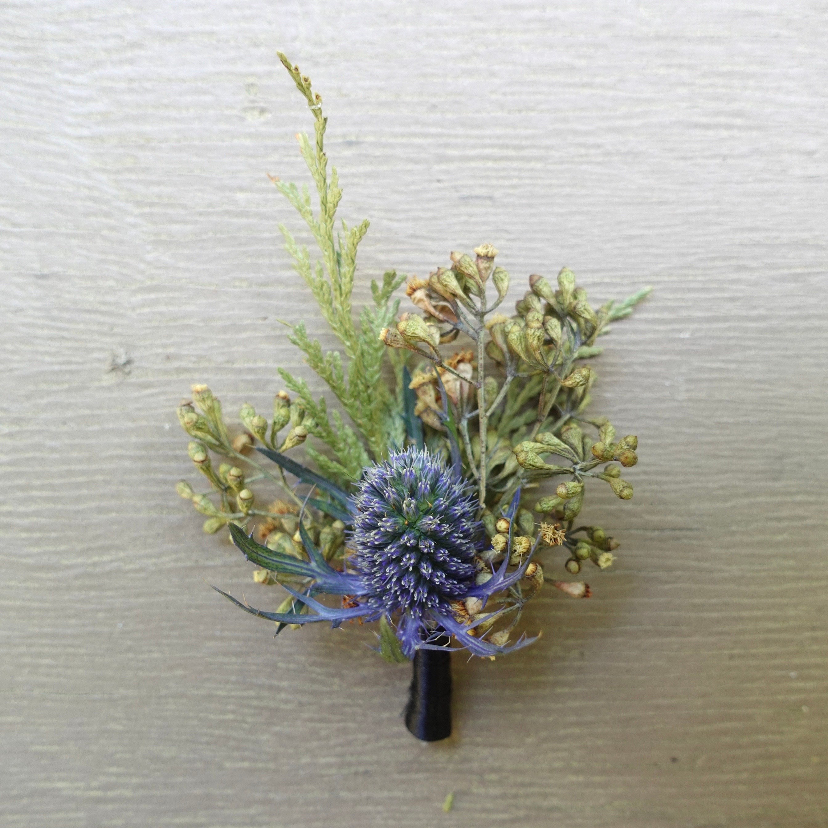 Dry Flowers Boutonniere/ Blue Thistle Boutonniere/dried | Etsy