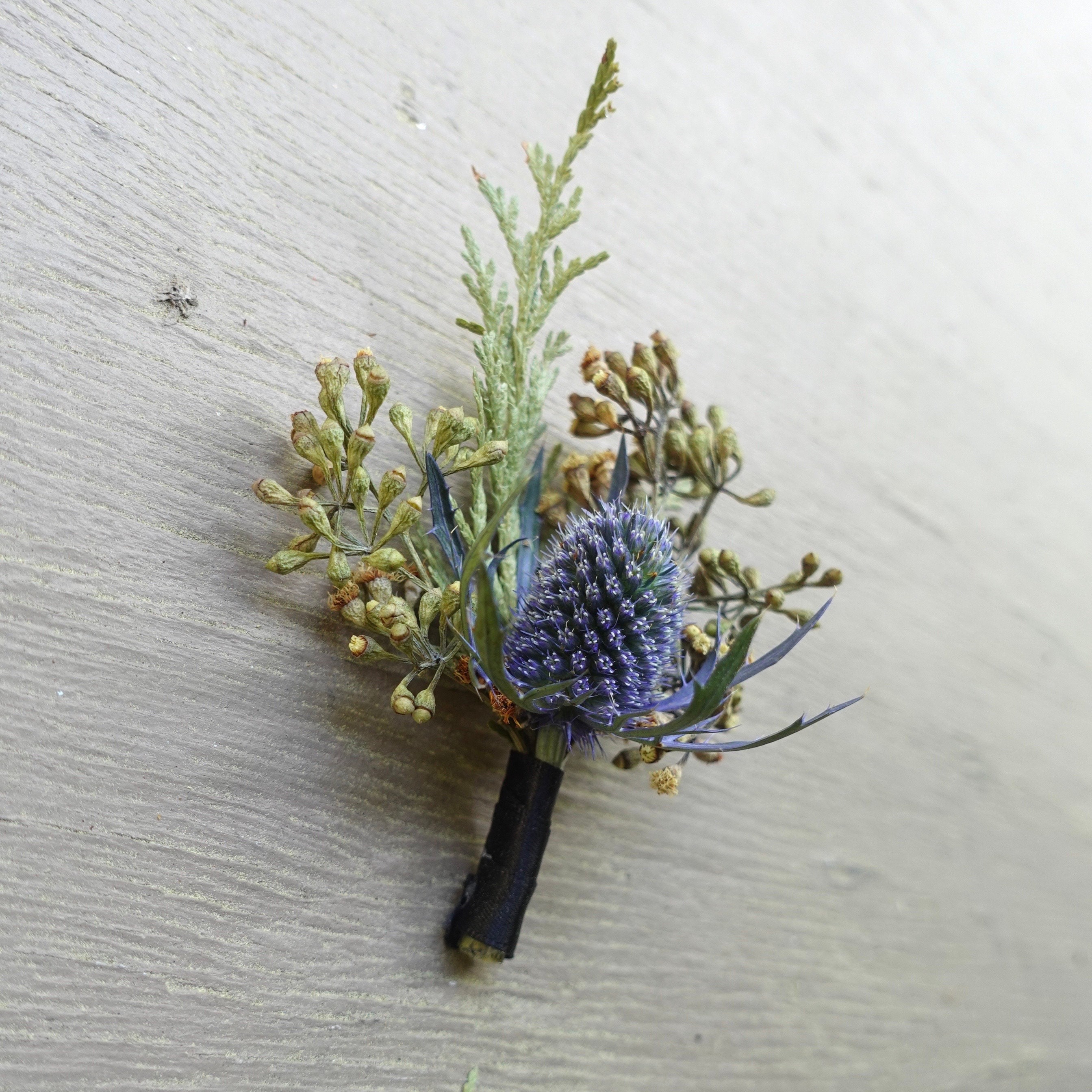 Dry Flowers Boutonniere/ Blue Thistle Boutonniere/dried | Etsy