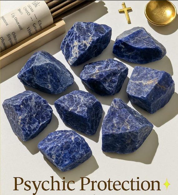 Raw Sodalite Crystal for Anxiety Relief, Psychic Protection, Meditation, Healing Stone, Third Eye Chakra, Blue Spiritual Gemstone