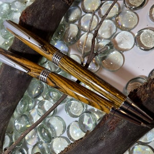 Handcrafted Pen and Pencil Set in Exotic Wood and Chrome