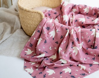 Baby Muslin Swaddle Blanket/ Newborn Swaddle Wrap 47”x47”/ Organic Bamboo Blanket
