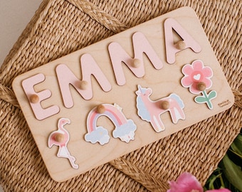 Personalized Name Puzzle: Princess Theme Wooden Toy, First Birthday Gift