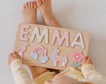 Personalized Baby Name Puzzle Princess Theme Puzzle First Birthday Gift for Baby Wooden Natural Developing Toy