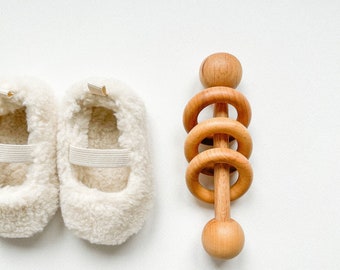 Wooden Baby Teether/ Montessori Toys/ Welcome Baby Gift