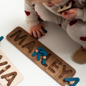 Wooden Name Puzzle, Personalized Gift for baby, Christmas Gift for Baby, Natural Wooden Puzzle, Baby&Toddler Birthday Gift image 1