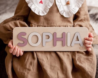 Wooden Name Puzzle, Personalized Gift for baby, First Birthday Gift, Natural Wooden Puzzle, Baby&Toddler Birthday Gift