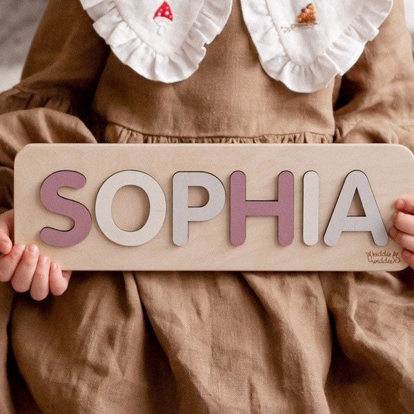Wooden Name Puzzle, Personalized Gift for baby, First Birthday Gift, Natural Wooden Puzzle, Baby&Toddler Birthday Gift