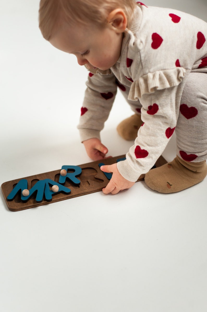 Wooden Name Puzzle, Personalized Gift for baby, Christmas Gift for Baby, Natural Wooden Puzzle, Baby&Toddler Birthday Gift image 3