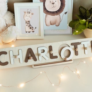 Name Puzzle, Personalized Gift for Baby and Toddler, Natural Wooden Puzzle, First Birthday Gift, Nursery Neutral Decor