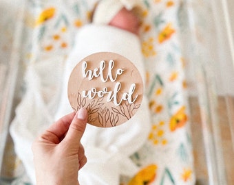 Hello World Sign 3D, Baby Announcement Sign, Welcome to the World Baby Milestone