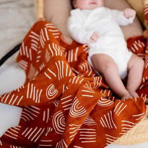 Baby Muslin Swaddle Blanket/ Newborn Swaddle Wrap 47”x47”/ Organic Bamboo Blanket