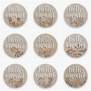 Hello World Sign 3D, Baby Ankündigungsschild, Willkommen im World Baby Milestone