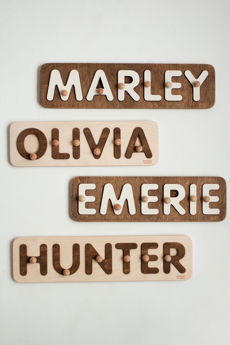 Wooden Name Puzzle, Personalized Gift for baby, Christmas Gift for Baby, Natural Wooden Puzzle, Baby&Toddler Birthday Gift image 4