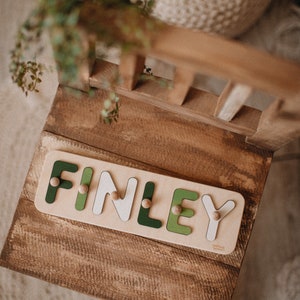 Name Puzzle, Personalized Gift for Baby and Toddler, Natural Wooden Puzzle, First Birthday Gift, Nursery Neutral Decor