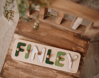 Name Puzzle, Personalized Gift for Baby and Toddler, Natural Wooden Puzzle, First Birthday Gift, Nursery Neutral Decor