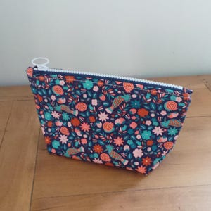 Petite trousse de toilette, trousse à maquillage, trousse de rangement, pochette de rangement en tissu coton, modèle unique