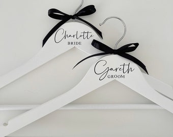 Luxury Personalised Wedding Hangers | White Wooden Wedding Hanger | Bridal Party Hangers | Wedding Dress Hanger | Bridesmaid Hanger | Bridal