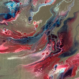 Patriotic abstract painting 12 x 16 inches (30 x 40.5cm) on a rectangular box canvas - fluid art, abstract art, acrylic pour painting