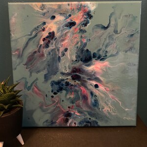 Frolic abstract painting 12 x 12 inches (30 x 30cm) on stretched canvas - fluid art, abstract art. acrylic pour painting, Dutch pour
