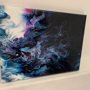 Mystery abstract painting 9 x12 inches (23 x 30cm) on canvas - fluid art, abstract art, acrylic pour painting