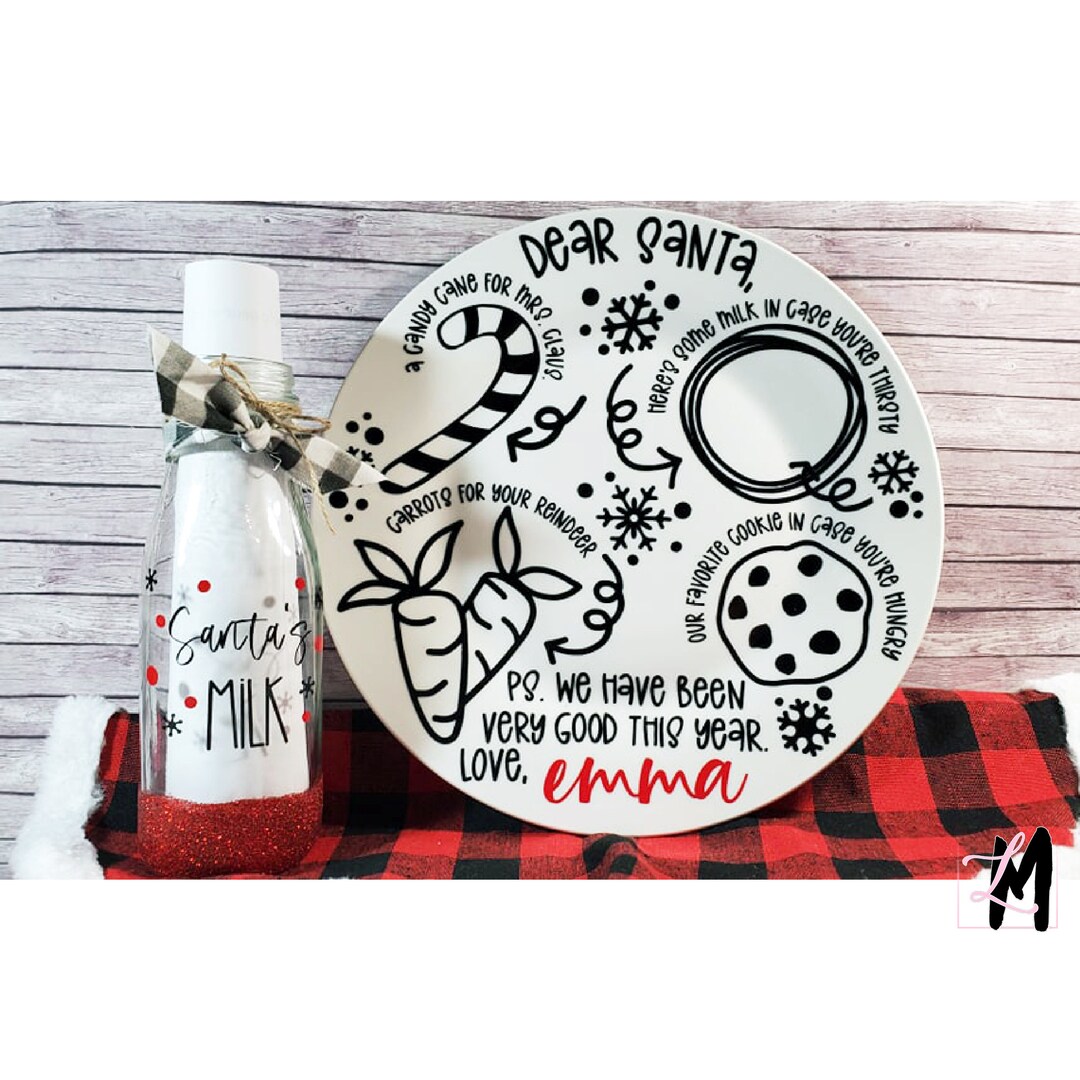 Personalized Santa Plate and Cup Set Santa's Cookies Etsy