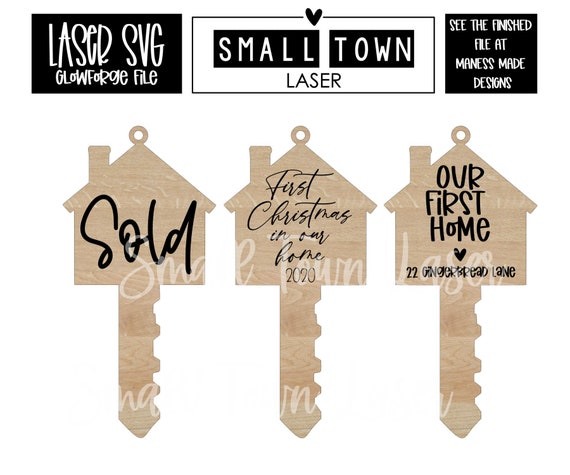 House Key Ornament Cut File Glowforge Laser Cut File Etsy