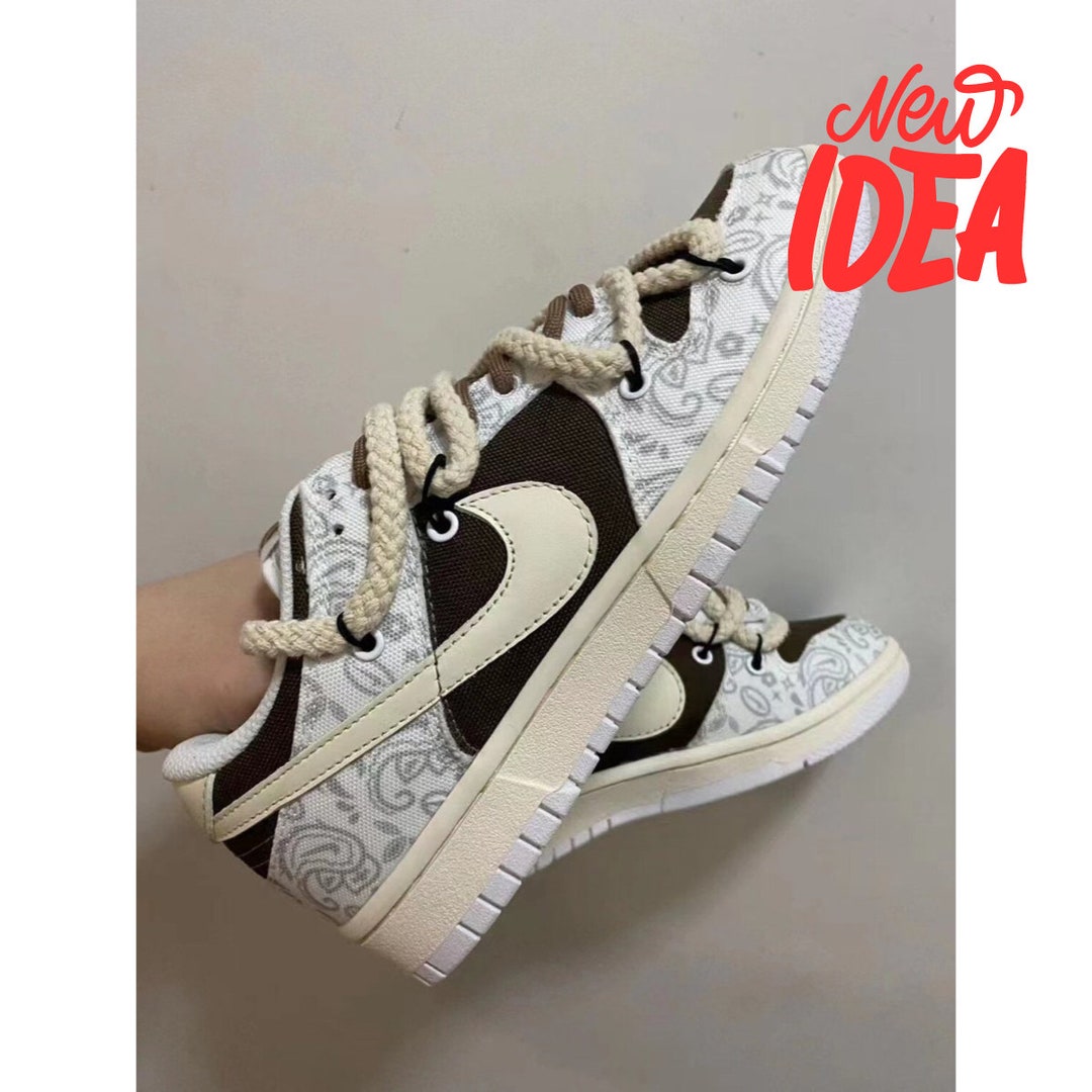 Custom New Dunk Low Paisley Bandana Vintage Mocha Sneaker Etsy
